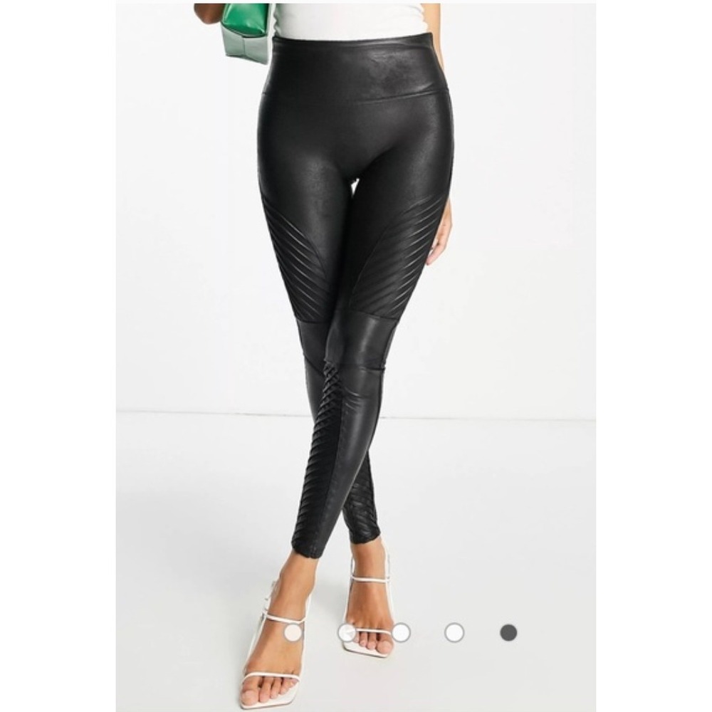 Spanx Faux Leather Moto Leggings Black Size S/P High Rise